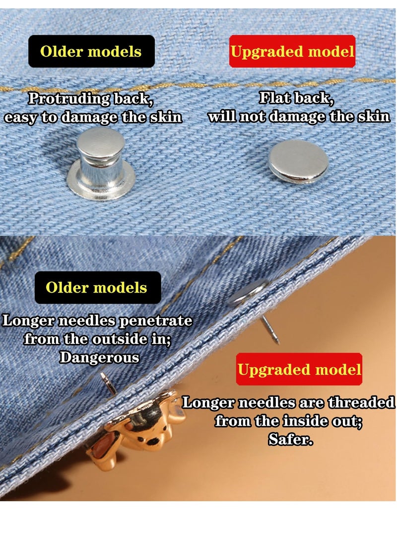 8 Sets Pant Waist Tightener for Rose Petals - Detachable Adjustable Jean Button Waist Buckle Set Jean Button Pins No Sewing Required Won't Pinch Skin Easy to Install 8 Set 4 Style