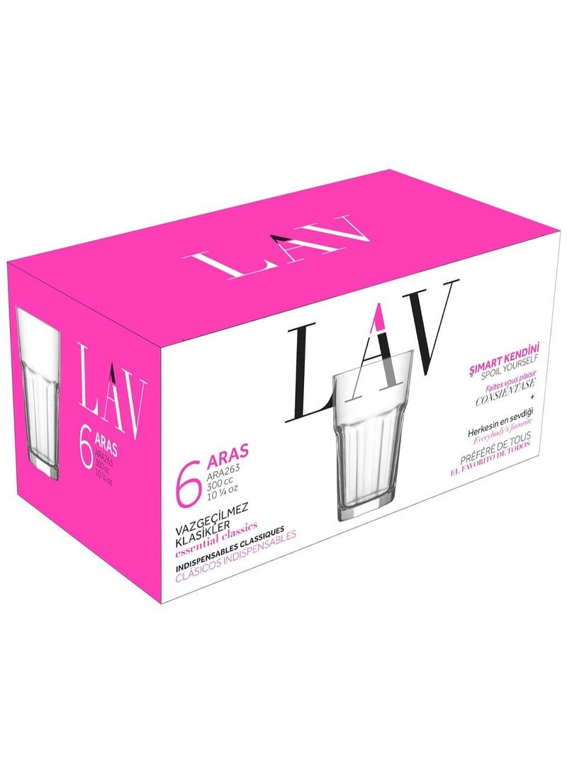 Aras Iced Tea Glasses 300 ML Pack Of 6 Glasses