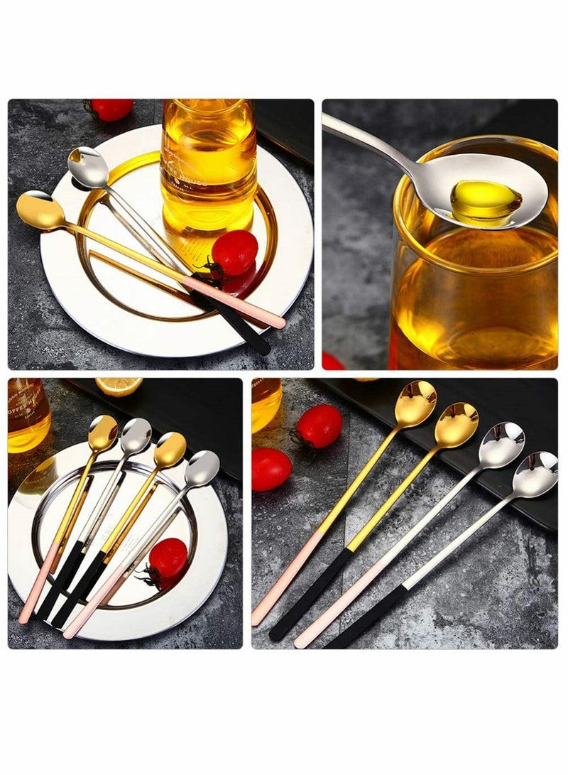 Long Handle Iced Tea Spoon Coffee Spoon Ice Cream Spoon Stainless Steel Stirring Spoons for Iced Coffee Iced Tea Milkshake Sundeas Latte and Other Desserts, 23.5 cm Length, 4 Pcs