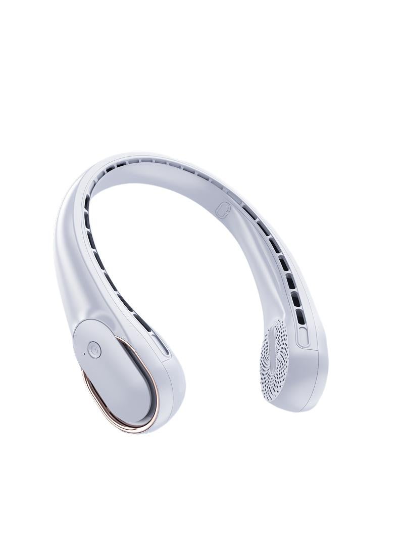 Portable Neck Fan Wearable Bladeless Hands-Free Fan Quiet Design 3 Speed Fan Rechargeable Leafless Headphone Design 360°Surround Faster Cooling Fan For Indoor Outdoor Camping