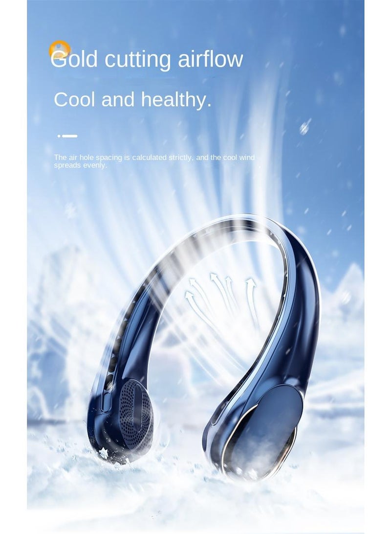 Portable Neck Fan Wearable Bladeless Hands-Free Fan Quiet Design 3 Speed Fan Rechargeable Leafless Headphone Design 360°Surround Faster Cooling Fan For Indoor Outdoor Camping