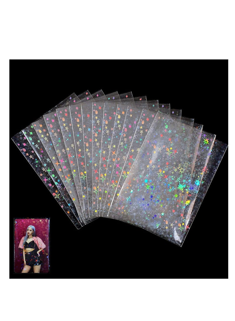200 Pcs Kpop Photocard Sleeves, Little Star Laser Flashing Card Sleeves, Star Glass Gemstone Rainbow Holographic Card Sleeves Trading Card Protector for Photocard Kpop Photo Cards, 61 x 88 mm