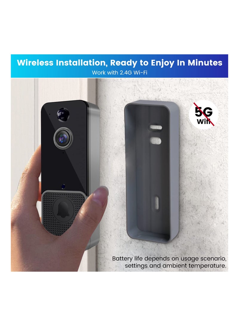 Doorbell Camera Wireless,  WiFi Video Doorbell w/PIR Human Detection and App Alerts - 2-Way Audio, HD Night Vision, 155° Ultra Wide Angl, Compatible with iOS and Android