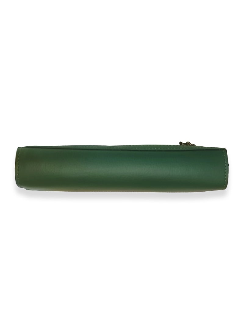 Genuine Leather Flap Green Wallet Women's Clutch Organizer