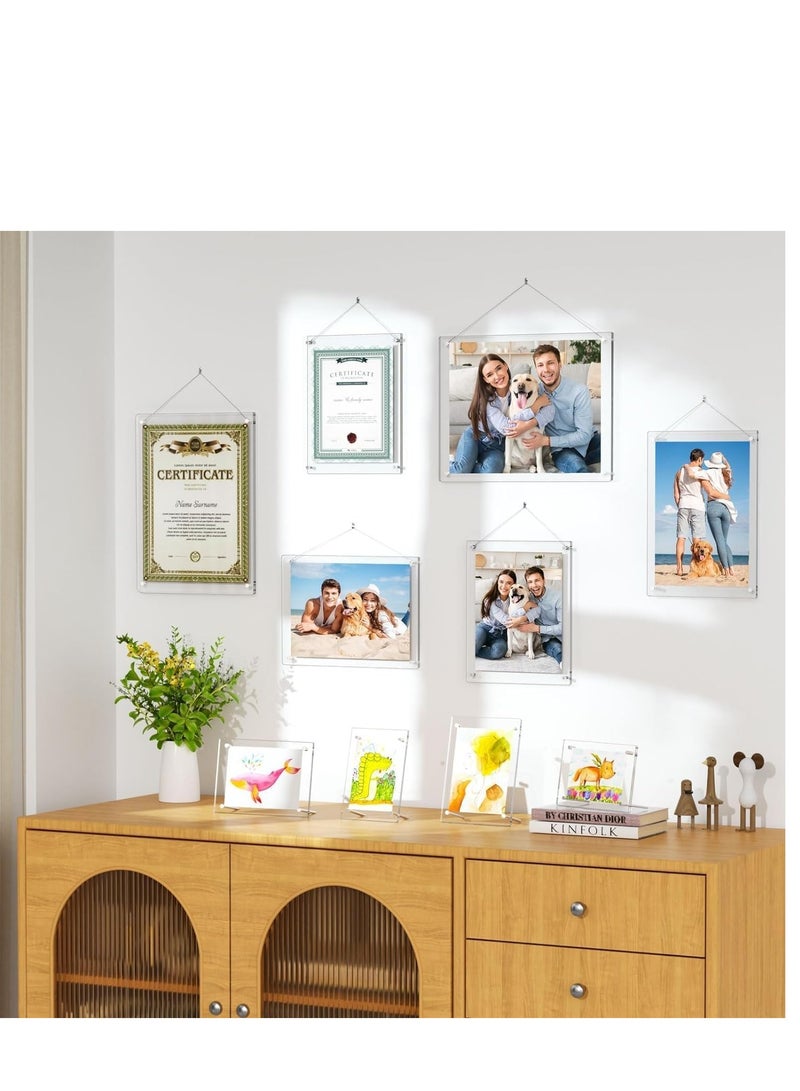 Acrylic Photo Frame with Stand 10*15CM Desktop Clear Acrylic Photo Frame Lossless Clarity Decorative Poster Frame Tabletop Display Desktop Frameless Postcard Display (1 Pack)