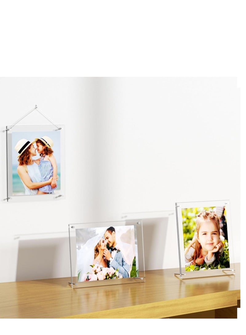 Acrylic Photo Frame with Stand 10*15CM Desktop Clear Acrylic Photo Frame Lossless Clarity Decorative Poster Frame Tabletop Display Desktop Frameless Postcard Display (1 Pack)