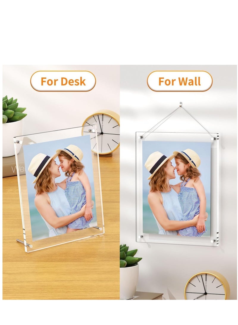 Acrylic Photo Frame with Stand 10*15CM Desktop Clear Acrylic Photo Frame Lossless Clarity Decorative Poster Frame Tabletop Display Desktop Frameless Postcard Display (1 Pack)