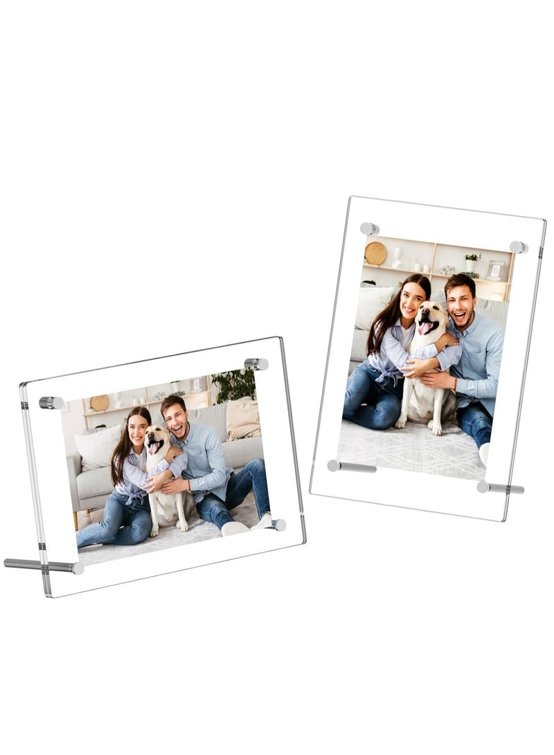 Acrylic Photo Frame with Stand 10*15CM Desktop Clear Acrylic Photo Frame Lossless Clarity Decorative Poster Frame Tabletop Display Desktop Frameless Postcard Display (1 Pack)