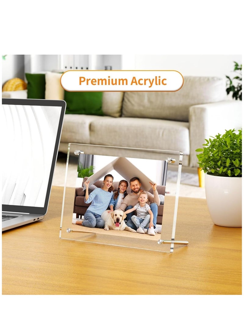 Acrylic Photo Frame with Stand 10*15CM Desktop Clear Acrylic Photo Frame Lossless Clarity Decorative Poster Frame Tabletop Display Desktop Frameless Postcard Display (1 Pack)