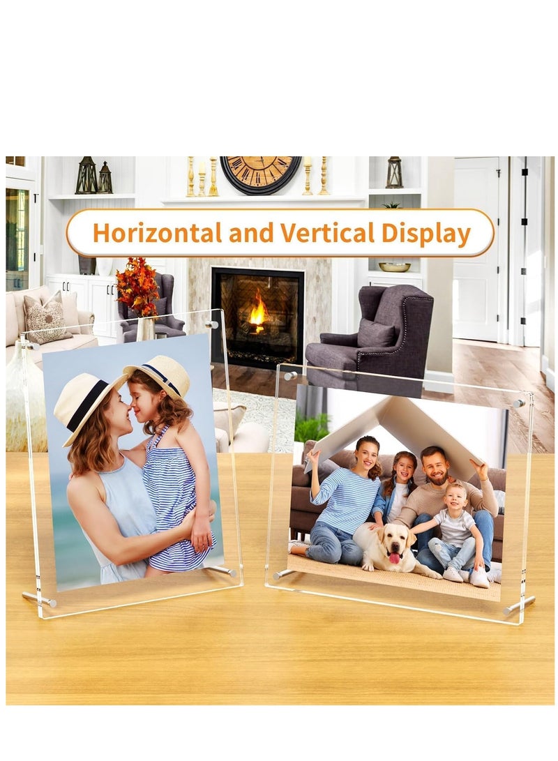 Acrylic Photo Frame with Stand 10*15CM Desktop Clear Acrylic Photo Frame Lossless Clarity Decorative Poster Frame Tabletop Display Desktop Frameless Postcard Display (1 Pack)