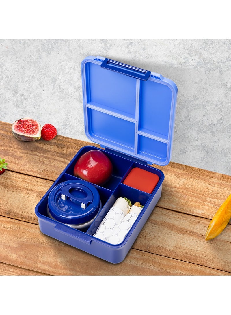 Jumbo Bento Lunch Box With Thermos And Dip Jar - Blue