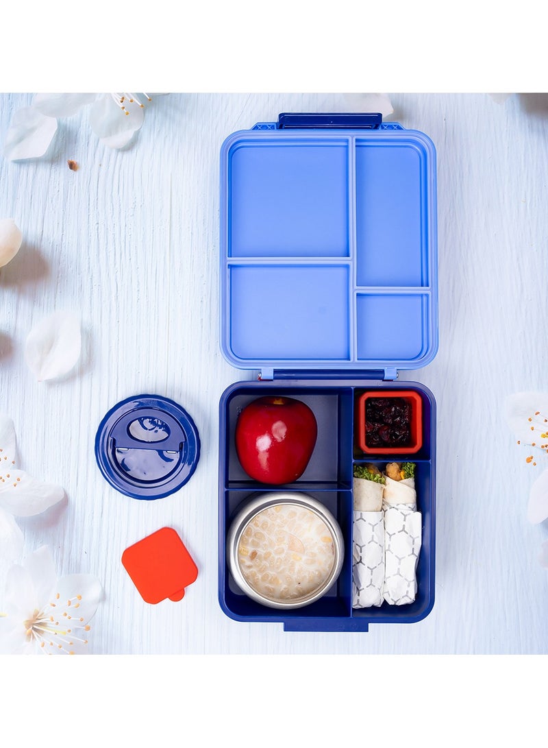 Jumbo Bento Lunch Box With Thermos And Dip Jar - Blue