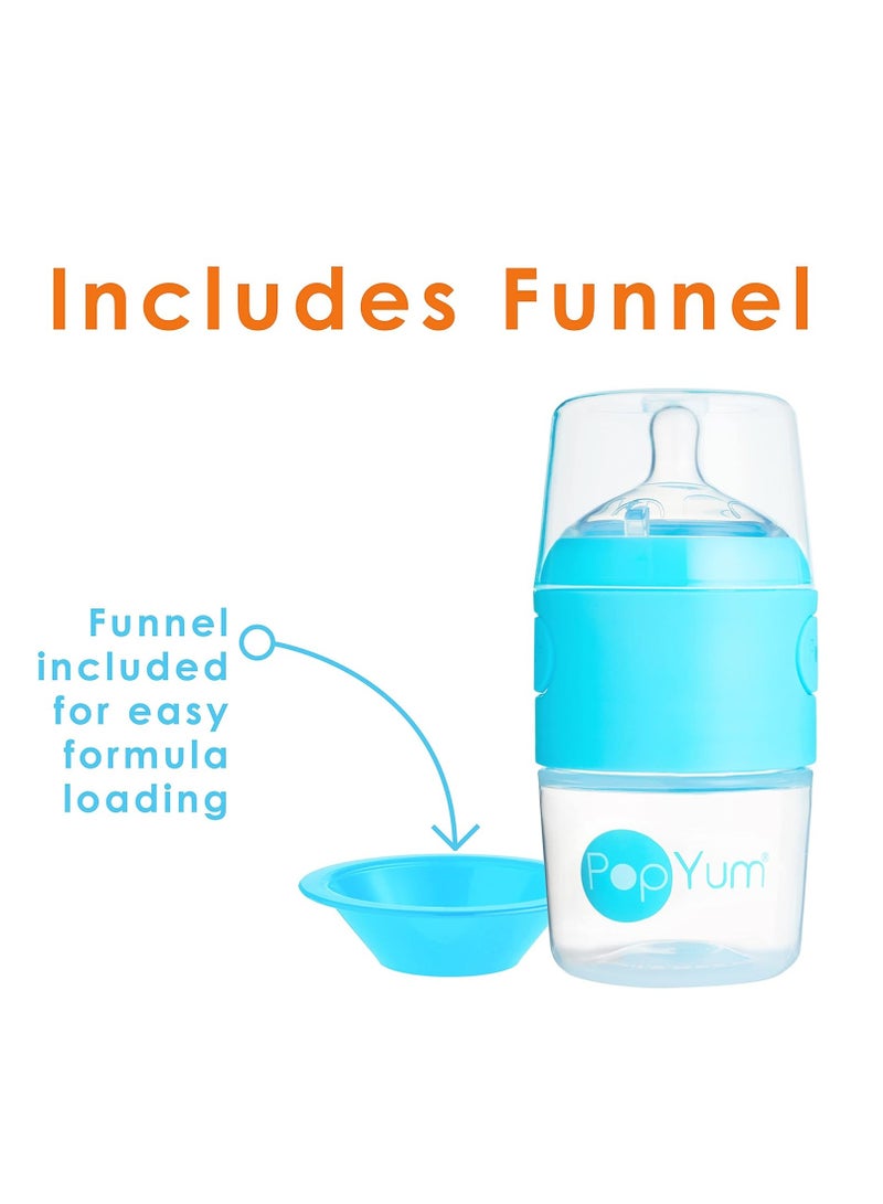 PopYum 5 oz Blue Anti-Colic Formula Making/Mixing/Dispenser Baby Bottles, 3-Pack (with #1 nipples)