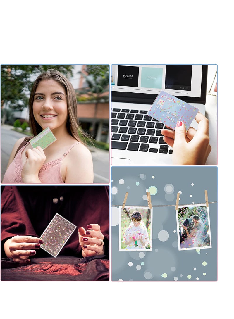 200 Pcs Kpop Photocard Sleeves, Little Star Laser Flashing Card Sleeves, Star Glass Gemstone Rainbow Holographic Card Sleeves Trading Card Protector for Photocard Kpop Photo Cards, 61 x 88 mm