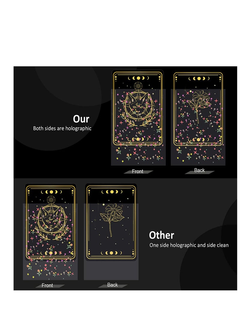 200 Pcs Kpop Photocard Sleeves, Little Star Laser Flashing Card Sleeves, Star Glass Gemstone Rainbow Holographic Card Sleeves Trading Card Protector for Photocard Kpop Photo Cards, 61 x 88 mm