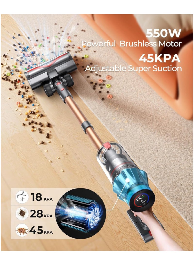 Cordless Vacuum Cleaner 550W/45Kpa Stick Vacuum Cleaner with Touch Screen, Up to 60 Mins Runtime, Lightweight Handheld Vacuums for Hardwood Floor Carpet Car Pet Hair Ultra 7