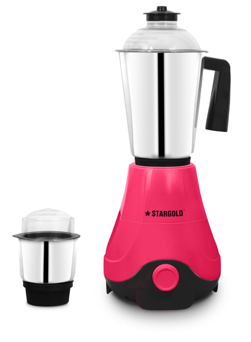 2 In 1 Mixer Grinder 600 Watts Powerful Copper Motor With 1.2 Liter 3 Stainless Steel Liquidizing Jar And Blades