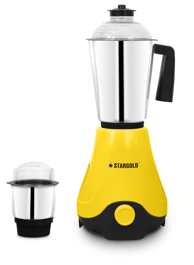 2 In 1 Mixer Grinder 600 Watts Powerful Copper Motor With 1.2 Liter 3 Stainless Steel Liquidizing Jar And Blades