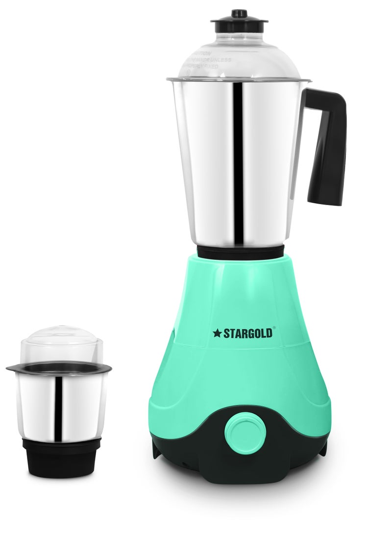 2 In 1 Mixer Grinder 600 Watts Powerful Copper Motor With 1.2 Liter 3 Stainless Steel Liquidizing Jar And Blades