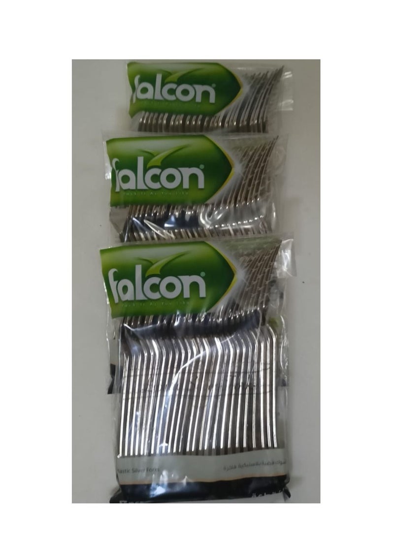 Falcon  Pack Of 3 X 25 Pcs Luxury Silver Forks 75 Pcs