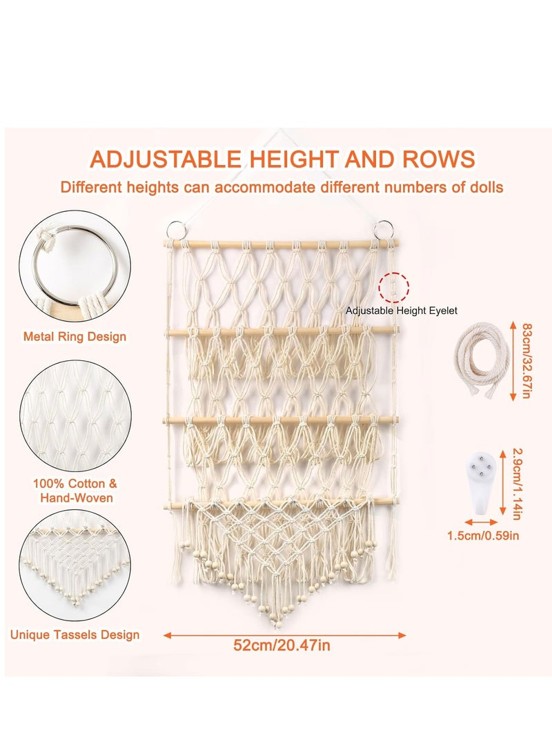 Stuffed Animal Toy Hammock 3 Layer Plush Toy Hanging Organizer Net Height Adjustable Jumbo Toy Net Hammock for Stuffed Animal Wall Large Kids Children Toy Net Organizer for Children's Room Nursery