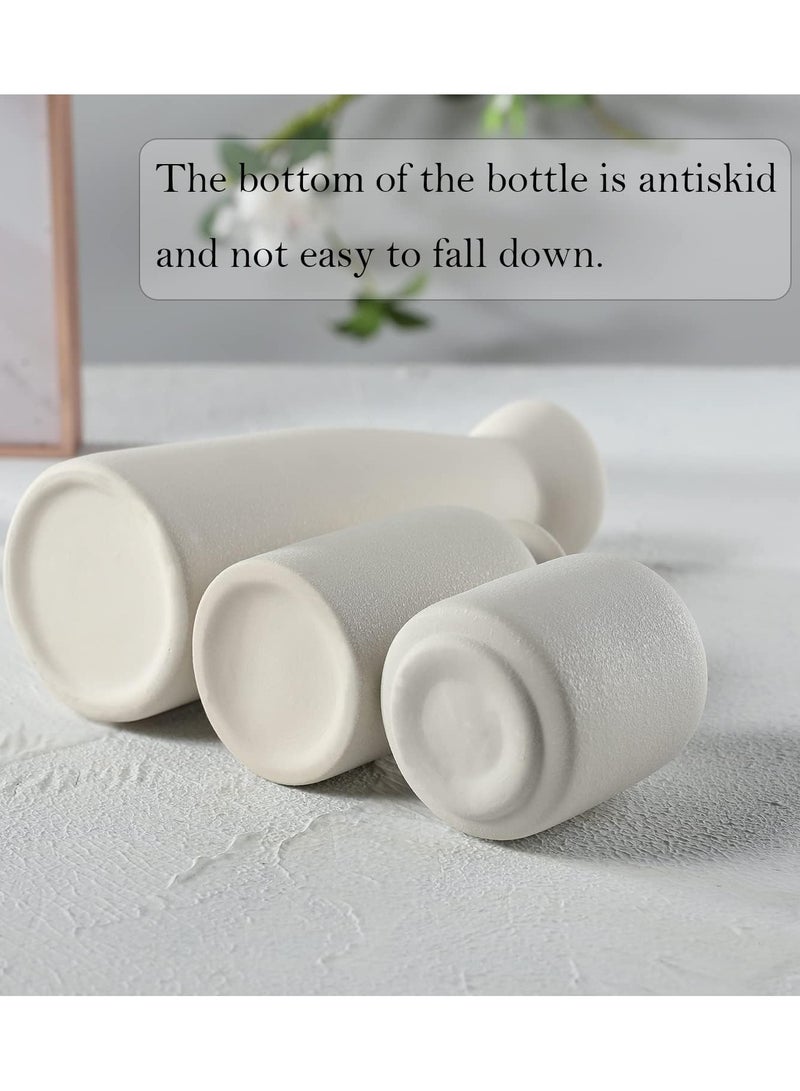 Set of 3 Mix Shape Ceramic Vases - White | with vase filler stones | Decorative Pieces for Home Decor,Office,Garden,Patio, Living Room Centerpiece Vases for Flower Arrangements, Gifting