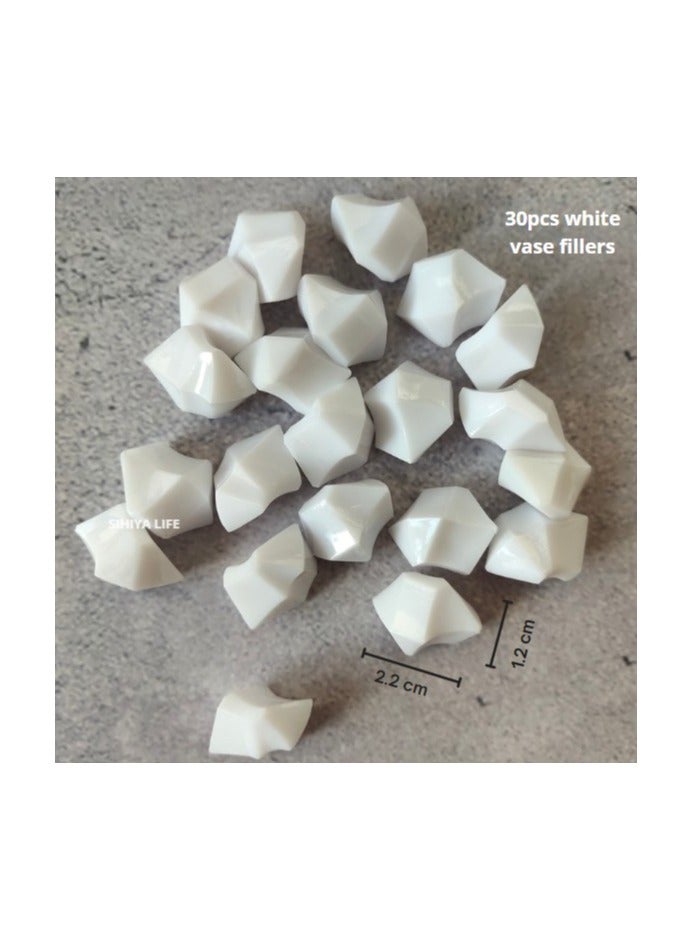 Set of 3 Mix Shape Ceramic Vases - White | with vase filler stones | Decorative Pieces for Home Decor,Office,Garden,Patio, Living Room Centerpiece Vases for Flower Arrangements, Gifting