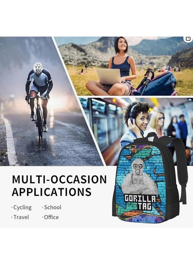 Rekar Novelty Game Backpack Gorilla Tag Backpack Travel Laptop Backpack Cute Monkey Backpack Casual Daypack Game Fan Gift