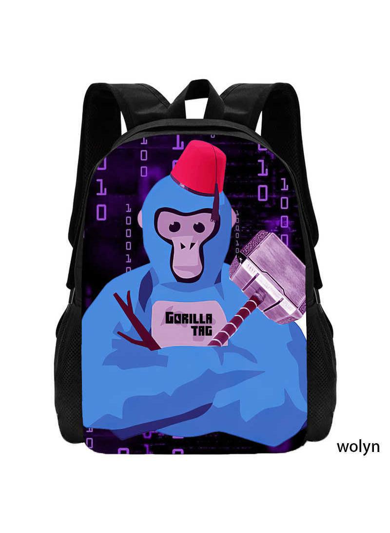 Rekar Novelty Game Backpack Gorilla Tag Backpack Travel Laptop Backpack Cute Monkey Backpack Casual Daypack Game Fan Gift