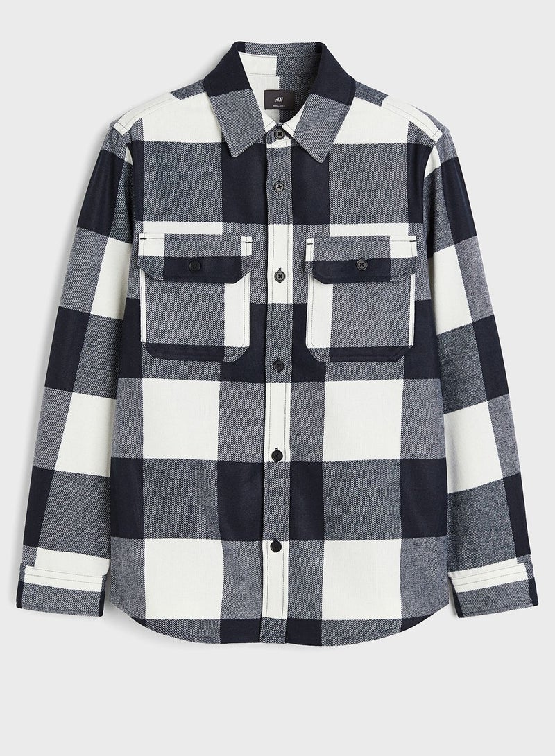 Checked Pocket Detail Shacket