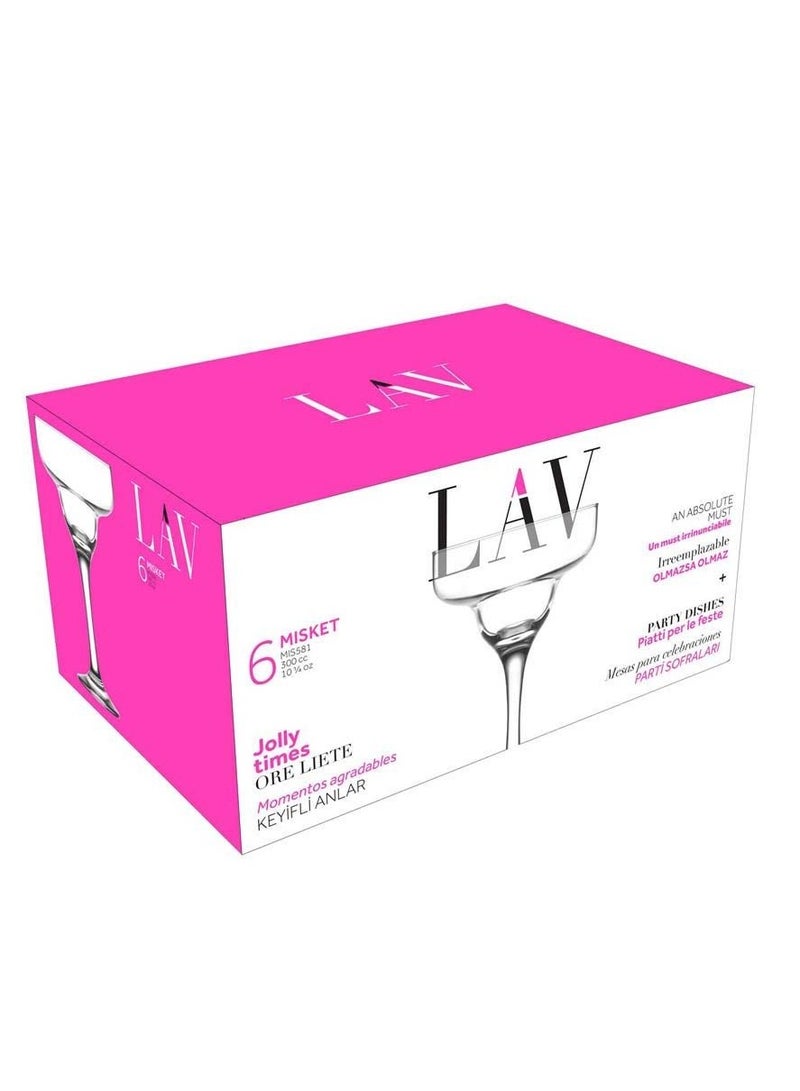 Misket 6 Piece Margarita Cocktail Glasses 300 ML