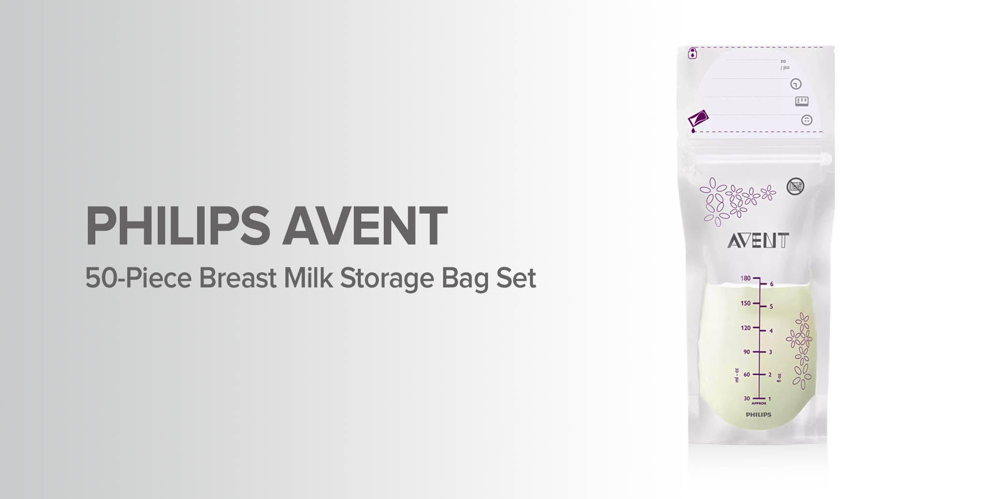 50-Piece Milk Storage Bag Set - White