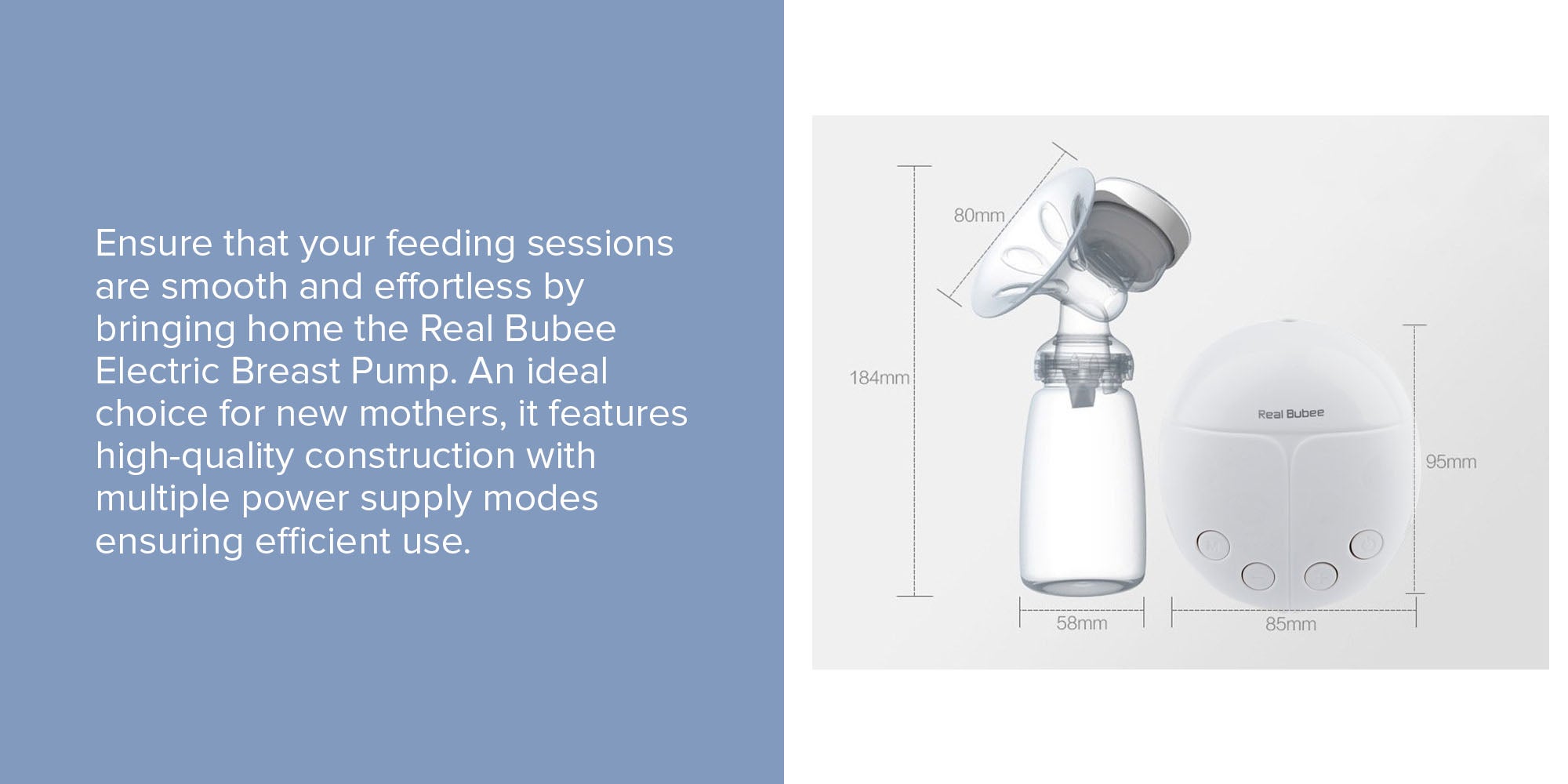 2-Piece Portable Double Electric Breastfeeding Breast Pump With Baby Bottles