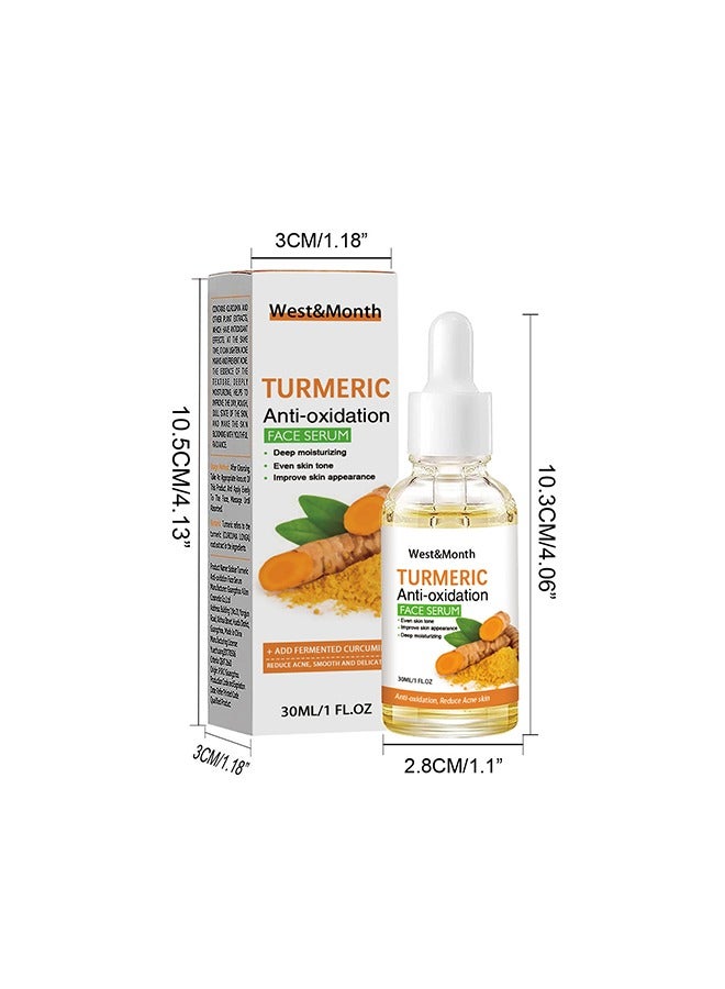 Turmeric Anti-Oxidation Face Serum,Dark Spot Corrector Serum,Bright Skin Dark Spot Corrector Face Whitening Serum, Hydrate Dull And Dry Skin 30ML