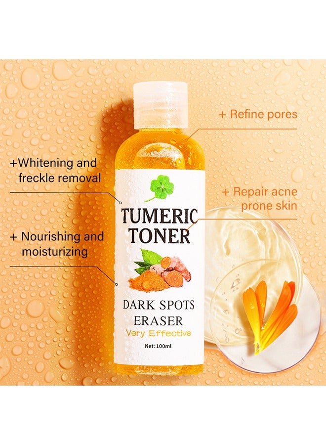 Turmeric Toner Dark Spots Eraser-Corrector Toner 100ML Facial Toner For Acne Prone Skin Dark Spot Remover For Face Hydrating Face Toner For Women Treatment