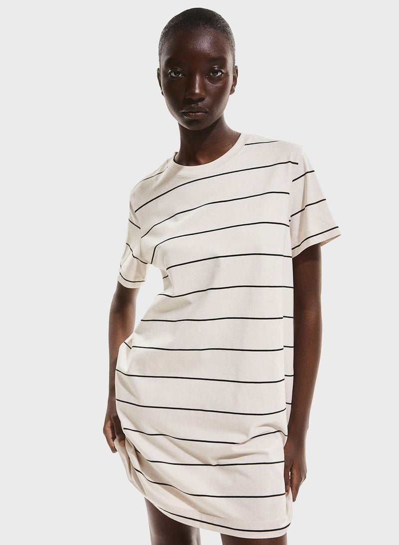 Crew Neck Striped T-Shirt Dress