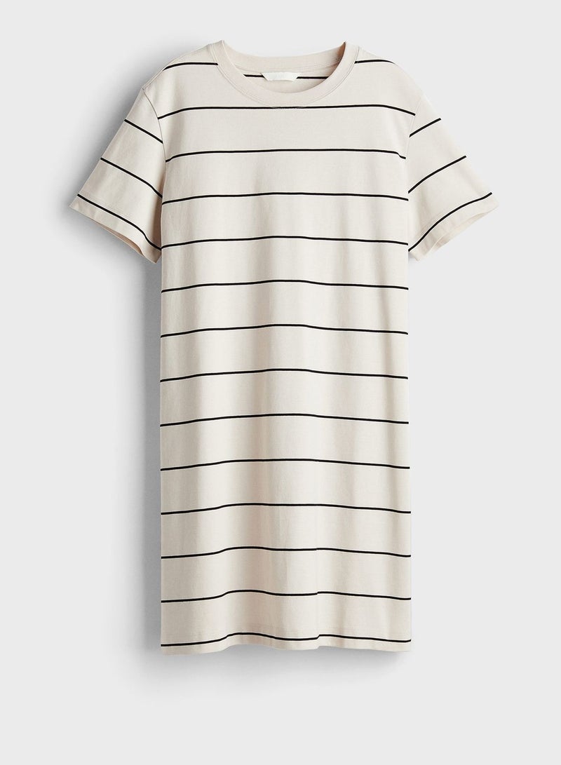 Crew Neck Striped T-Shirt Dress