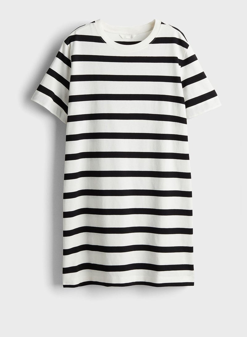 Crew Neck Striped T-Shirt Dress