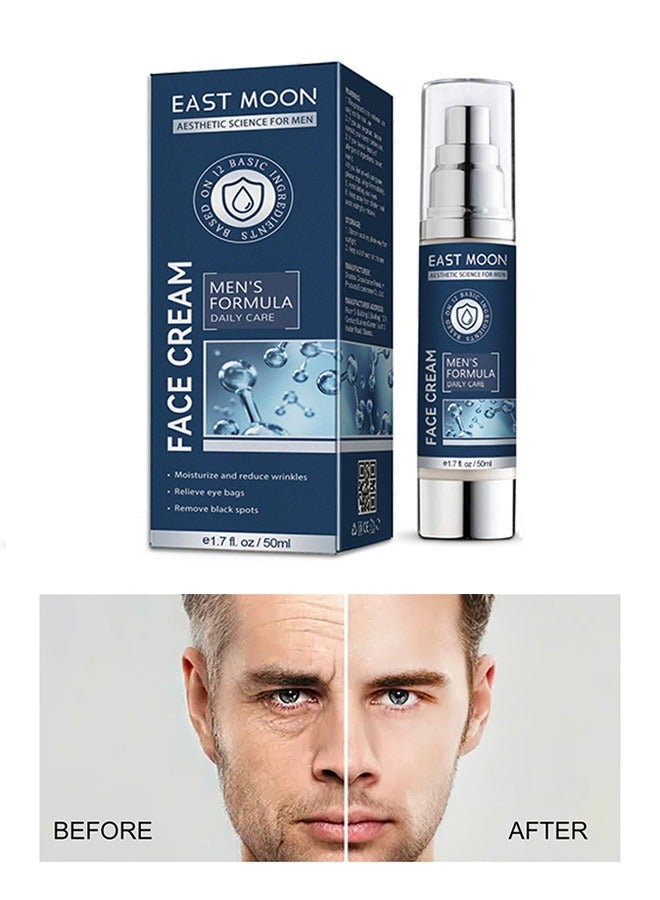 Face Cream - 6 In 1 Mens Face Moisturizer For Under Eye Bags, Moisturizing Face Cream For Men, Nourishing Skin And Wrinkles Face Cream For Dark Spots, Fine Lines, Crows Feet Eye 50ML