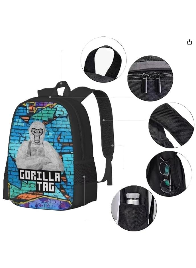 Rekar Novelty Game Backpack Gorilla Tag Backpack Travel Laptop Backpack Cute Monkey Backpack Casual Daypack Game Fan Gift