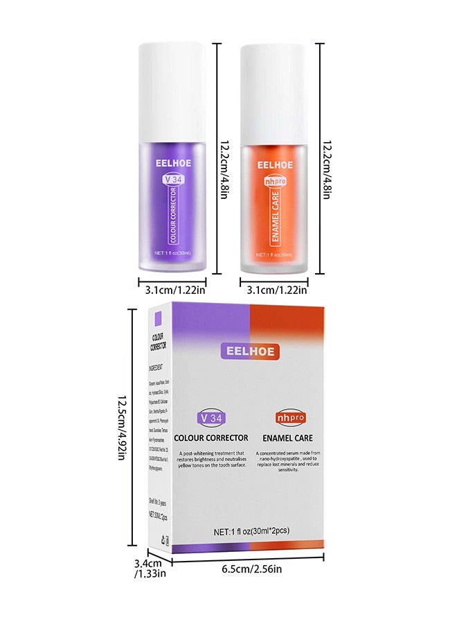 V34 Colour Corrector - Calculus Removal, Teeth Whitening, Teeth Regrowth, Teeth Whitening Restoration Toothpaste Set, Purple Pack Color Corrector, Enamel Care Gum Restoration (2pcs)