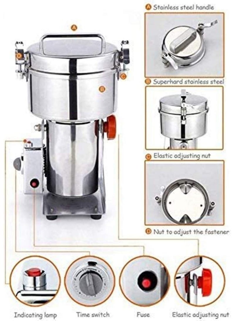 Silver Crest 500 grams Heavy Grinder for Cereal, Grain, Spice Powder Grinder Machine 100% Copper Motor, Imported