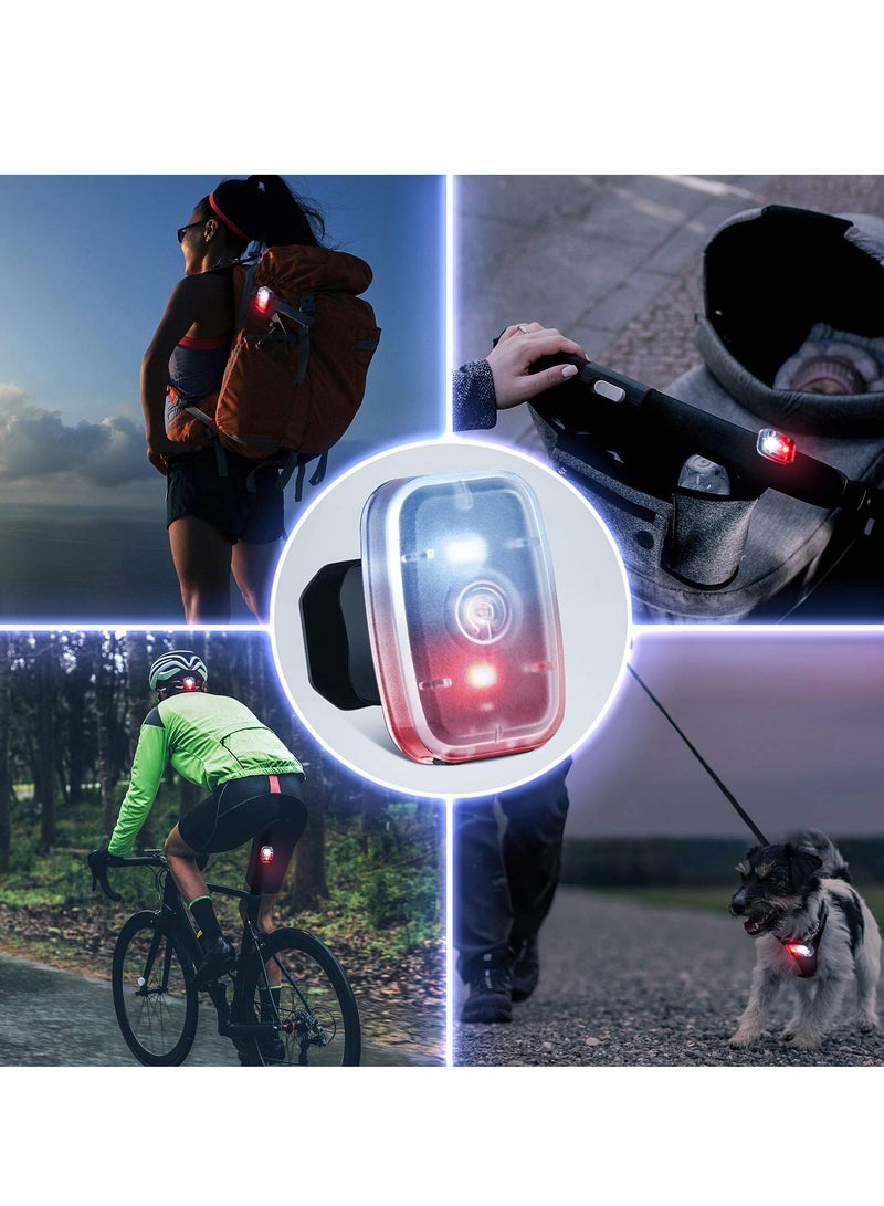 LED Safety Light, 2 PCS USB Rechargeable Running Lights High Visibility Safe LED Light with 5 Lighting Modes, Clip-on Strobe Light for Cycling Running Hiking Walking at Night, Black