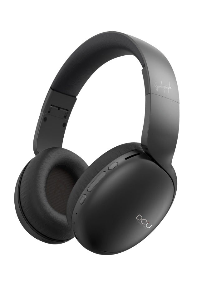 DCU Multifunction Bluetooth Wireless headphones Black, with Memory card slot, Passive Noise Cancellation, Soft and comfortable to ears.