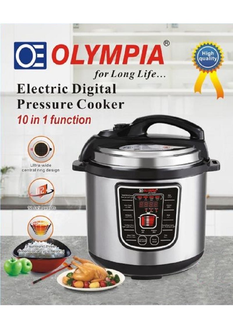 Olympia 10 In 1 Electric Digital Pressure Cooker 8 L Capacity 1000W