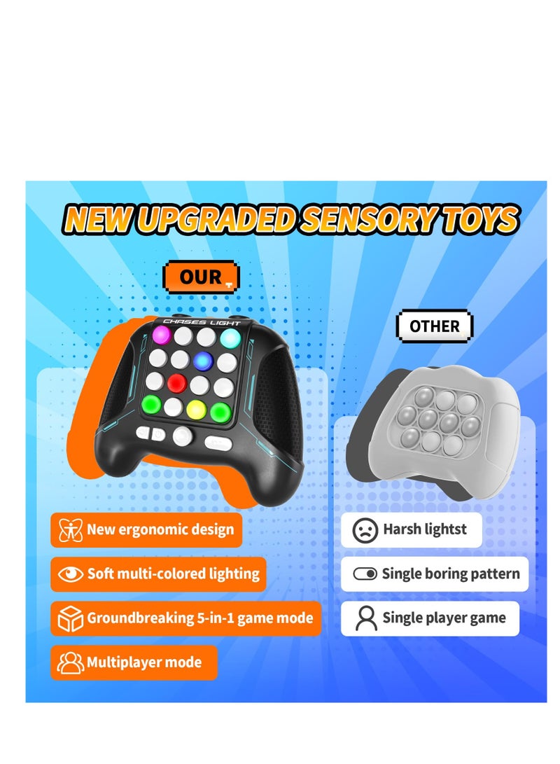 Fast Push Game Toys Handle, 5 Modes In 1 Flashing Handheld Game for Teens​ Adults, 2024 New Electronic Brain & Memory Game, Quick Push Buttons Gamepad Toys Birthday Gift for Kids