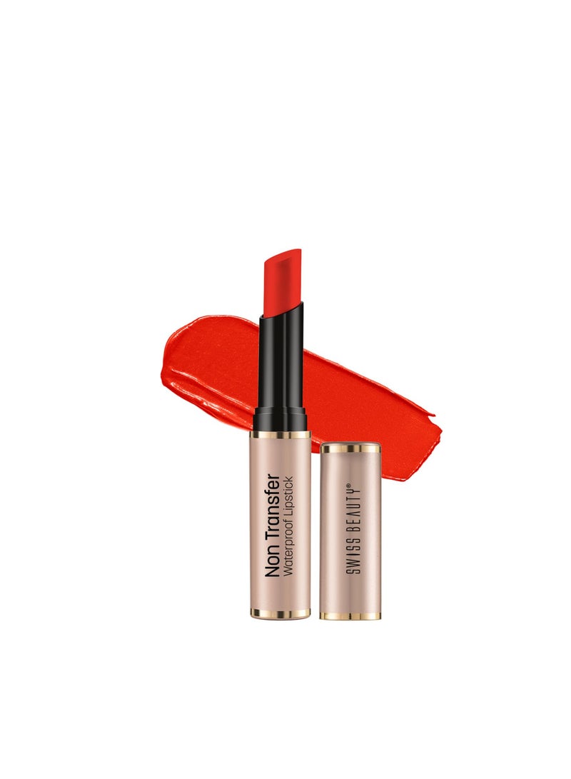 Swiss Beauty Non Transfer Waterproof Lipstick with Jojoba Seed Oil  Matte Finish  Long Lasting Highly Pigmented  Shade Coral Crush 3gm