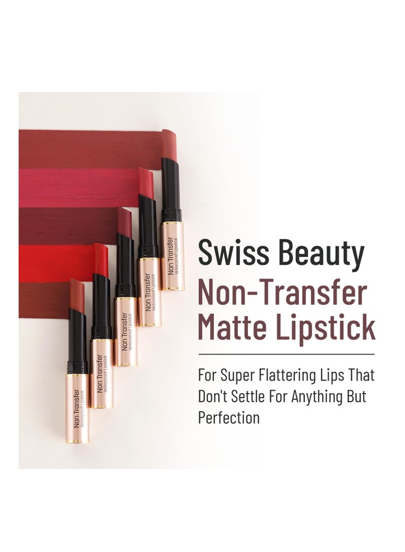 Swiss Beauty Non Transfer Waterproof Lipstick with Jojoba Seed Oil  Matte Finish  Long Lasting Highly Pigmented  Shade Coral Crush 3gm