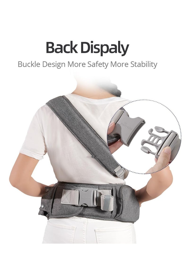 Baby Hip Carrier, Ergonomic Carrier, Capacity Pocket with Adjustable Waistband, Suitable for Newborn to Toddlers All-Seasons(Grey)