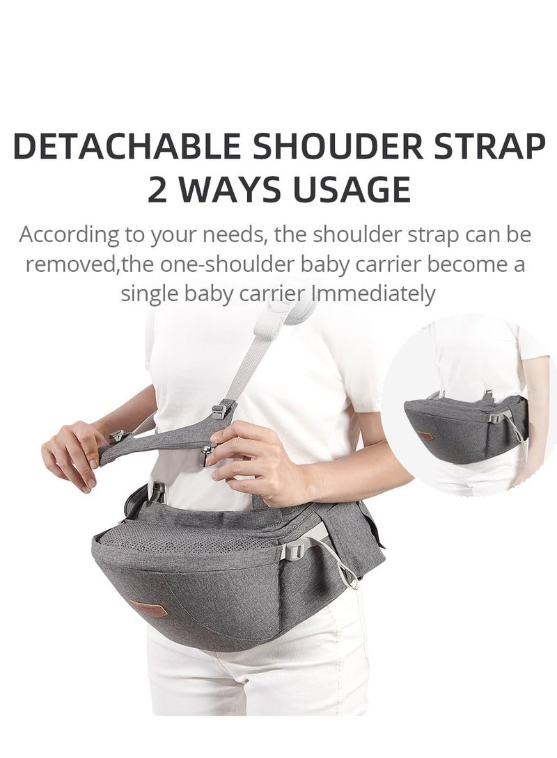 Baby Hip Carrier, Ergonomic Carrier, Capacity Pocket with Adjustable Waistband, Suitable for Newborn to Toddlers All-Seasons(Grey)